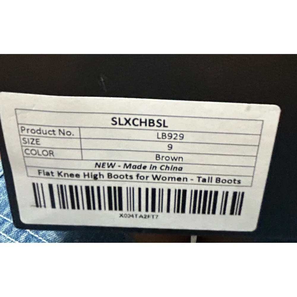 SLXCHBSL Brown Flat Knee High Tall Boots Side Zip Womens Size 9 NEW